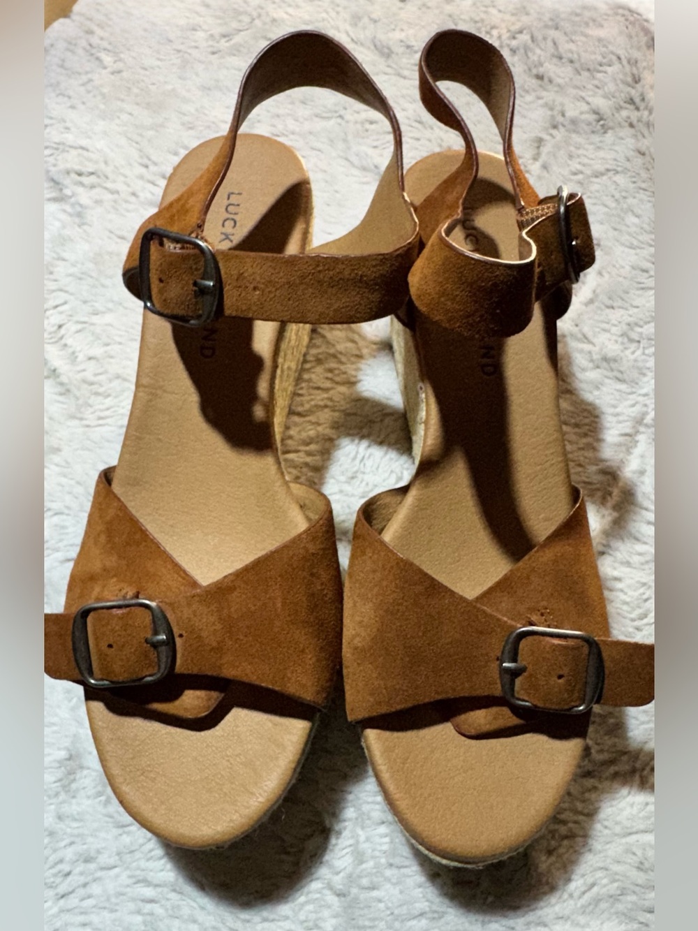 Lucky Brand LK-Neveah  Espadrille Wedge Sandals - Tan Women’s size 8 - Picture 2 of 10